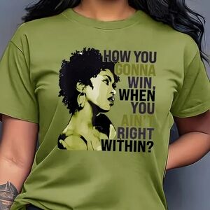 Green And Black Graphic T-Shirt with Lauryn Hill Quote